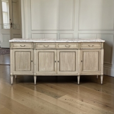 Antique French Directoire Stripped Buffet with Carrara Marble Top