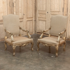 19th Century French Regence Giltwood Armchairs ~ Fauteuils