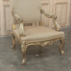 19th Century French Regence Giltwood Armchairs ~ Fauteuils