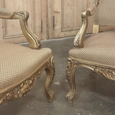 19th Century French Regence Giltwood Armchairs ~ Fauteuils