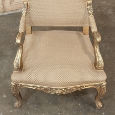 19th Century French Regence Giltwood Armchairs ~ Fauteuils