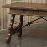 Vintage Spanish Style Two-Drawer Writing Table with Hand-Forged Iron Supports