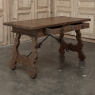 Vintage Spanish Style Two-Drawer Writing Table with Hand-Forged Iron Supports