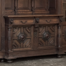 19th Century French Renaissance Revival Carved Oak Bookcase Bar