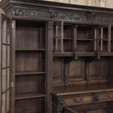 19th Century French Renaissance Revival Carved Oak Bookcase Bar