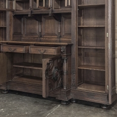 19th Century French Renaissance Revival Carved Oak Bookcase Bar