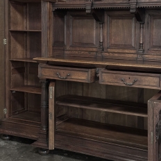 19th Century French Renaissance Revival Carved Oak Bookcase Bar
