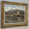 Antique Framed Painting on Canvas 'Harbor in Still Light' signed by J. Gilbert