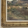 Antique Framed Painting on Canvas 'Harbor in Still Light' signed by J. Gilbert