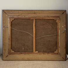 Antique Framed Painting on Canvas 'Harbor in Still Light' signed by J. Gilbert