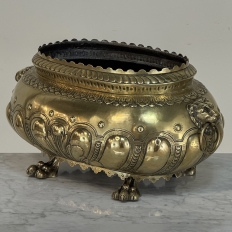 19th Century French Renaissance Revival Brass Jardinière with Lion Handles