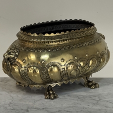 19th Century French Renaissance Revival Brass Jardinière with Lion Handles