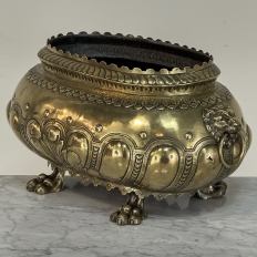 19th Century French Renaissance Revival Brass Jardinière with Lion Handles