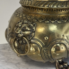 19th Century French Renaissance Revival Brass Jardinière with Lion Handles