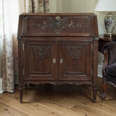 19th Century Liègeoise Louis XVI Style Solid Oak Secrétaire