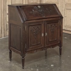 19th Century Liègeoise Louis XVI Style Solid Oak Secrétaire