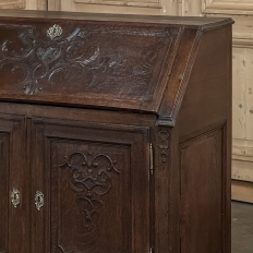 19th Century Liègeoise Louis XVI Style Solid Oak Secrétaire