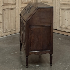 19th Century Liègeoise Louis XVI Style Solid Oak Secrétaire