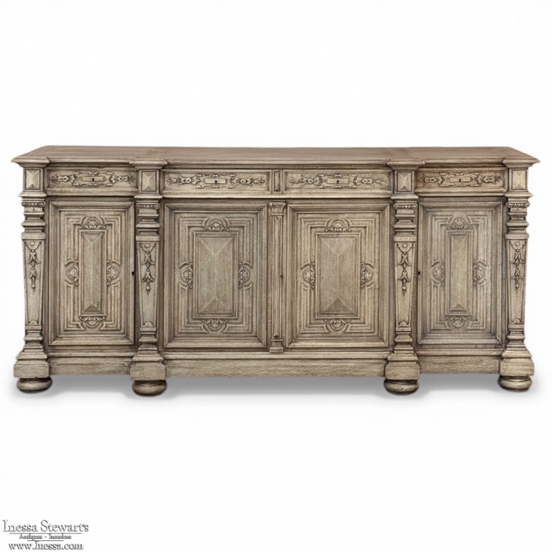19th Century French Renaissance Revival Buffet in Solid Stripped Oak