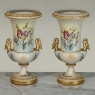 Pair of Vintage Hand-Painted Bavarian Porcelain Swan-Handle Vases