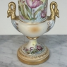 Pair of Vintage Hand-Painted Bavarian Porcelain Swan-Handle Vases