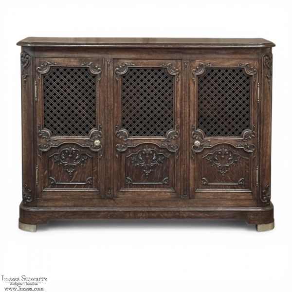 Antique Liegoise Louis XIV Credenza with Lattice Doors