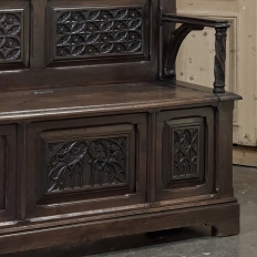 19th Century French Gothic Hall Bench with Trunk