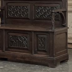 19th Century French Gothic Hall Bench with Trunk