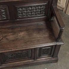 19th Century French Gothic Hall Bench with Trunk
