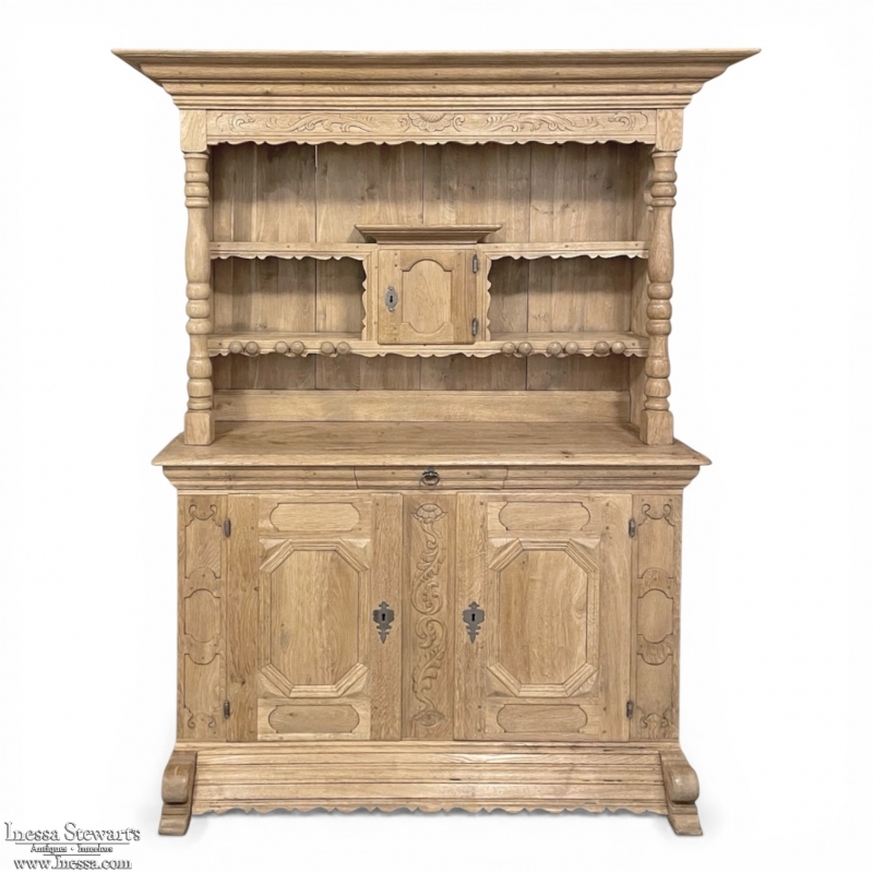 Antique Dutch Cupboard ~ Vaisselier in Stripped Oak