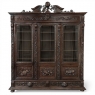19th Century Renaissance Revival Hand-Carved Oak Triple Bookcase