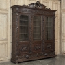 19th Century Renaissance Revival Hand-Carved Oak Triple Bookcase