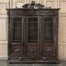 19th Century Renaissance Revival Hand-Carved Oak Triple Bookcase