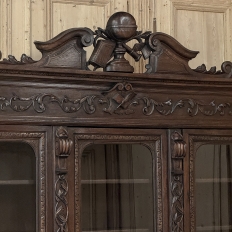 19th Century Renaissance Revival Hand-Carved Oak Triple Bookcase