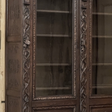 19th Century Renaissance Revival Hand-Carved Oak Triple Bookcase