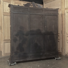 19th Century Renaissance Revival Hand-Carved Oak Triple Bookcase