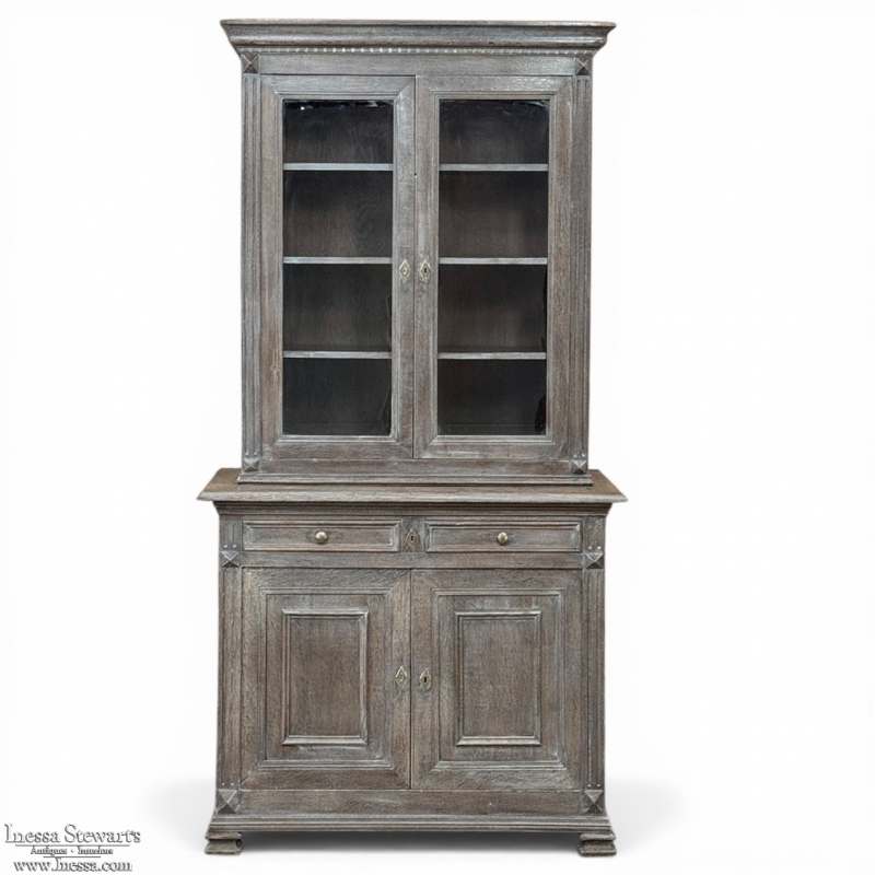 19th Century Louis Philippe Cerused Oak Bookcase