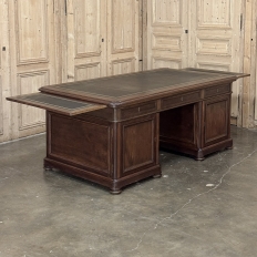 19th Century French Louis Philippe Period Executive Desk in Mahogany with Leather Top