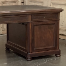 19th Century French Louis Philippe Period Executive Desk in Mahogany with Leather Top