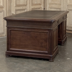 19th Century French Louis Philippe Period Executive Desk in Mahogany with Leather Top