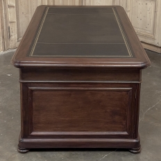 19th Century French Louis Philippe Period Executive Desk in Mahogany with Leather Top
