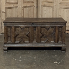 18th Century Dutch Provincial Solid Oak Trunk with Hand-Forged Iron Handles