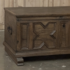 18th Century Dutch Provincial Solid Oak Trunk with Hand-Forged Iron Handles