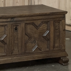 18th Century Dutch Provincial Solid Oak Trunk with Hand-Forged Iron Handles