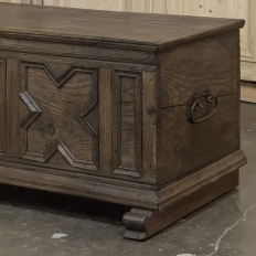 18th Century Dutch Provincial Solid Oak Trunk with Hand-Forged Iron Handles