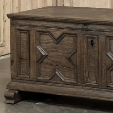 18th Century Dutch Provincial Solid Oak Trunk with Hand-Forged Iron Handles