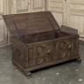 18th Century Dutch Provincial Solid Oak Trunk with Hand-Forged Iron Handles