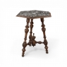 19th Century French Henri II Walnut End Table with Hexagonal Marble Top