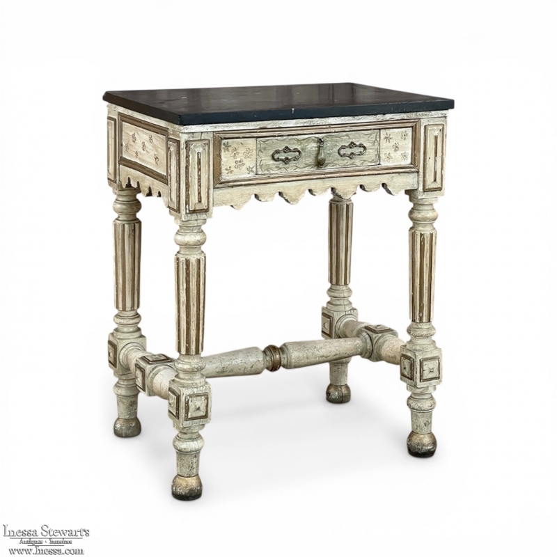 19th Century Italian Neoclassical Painted Marble Top End Table
