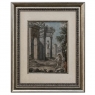 18th Century Framed French Hand-Painted Engraving of Classical Architectural Ruins